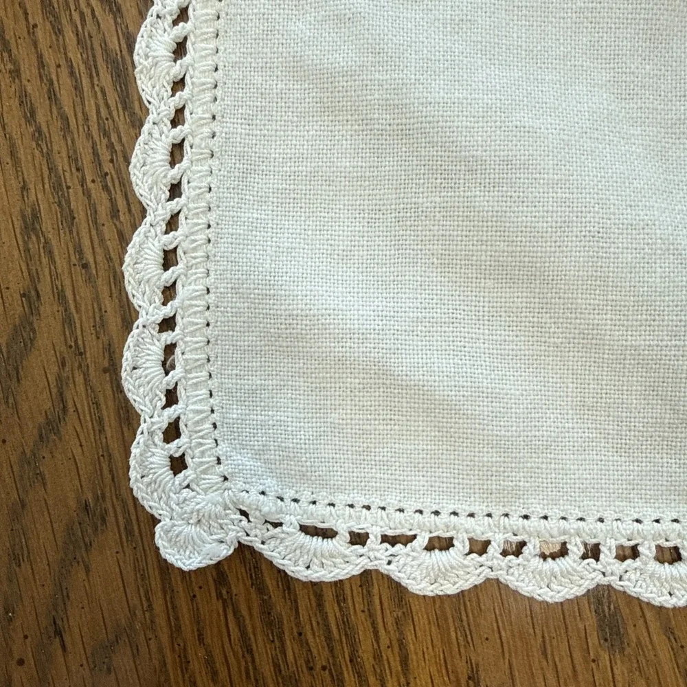 Vtg Cross Stitch Tablecloth Cotton Embroidery Blue White Basket Floral Stains